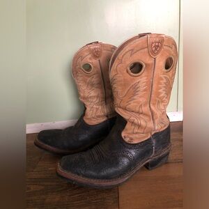 ARIAT 34832 Roughneck Men's Black Leather Square Toe Cowboy Boots Sz 9 D *as is